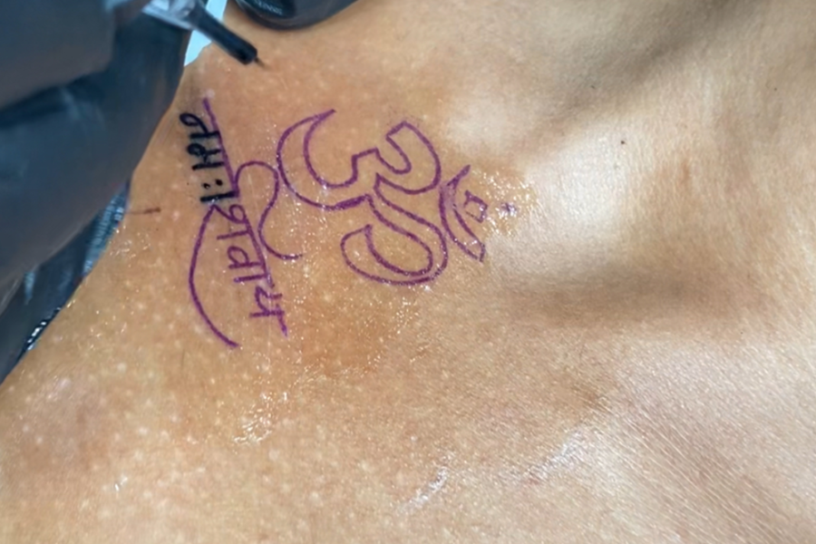 Om Tattoos on the Chest: A Spiritual Journey at INKED TATTOO STUDIO